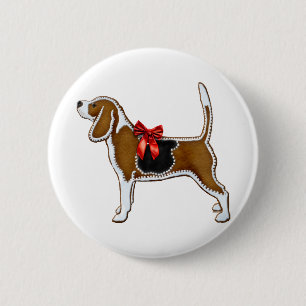 Ginger Bread Beagle Christmas Cookie 6 Cm Round Badge