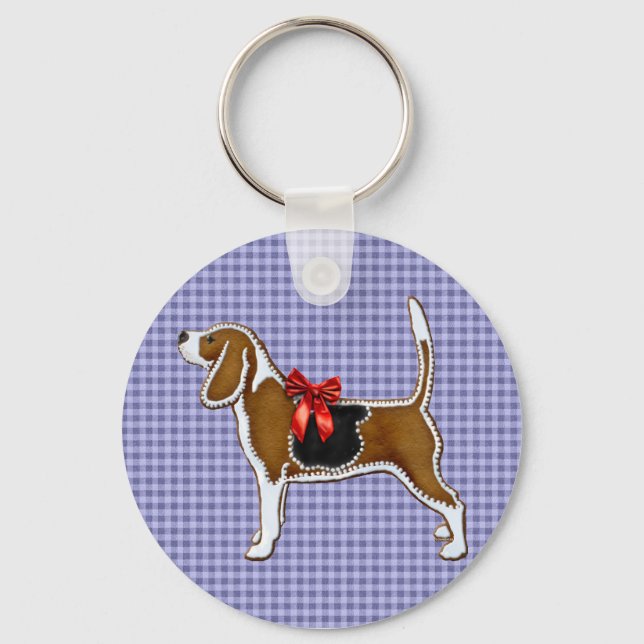 Ginger Bread Beagle Christmas Cookie Key Ring (Front)