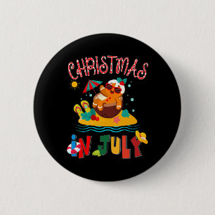 Ginger Bread Christmas In July Funny Beach Summer 6 Cm Round Badge