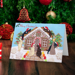 Ginger Bread House Labradors Painting Holiday Card