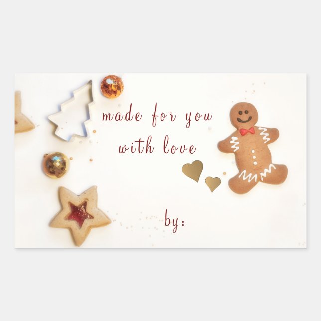 Ginger Bread Man Christmas Baking Gift Giving Rectangular Sticker (Front)