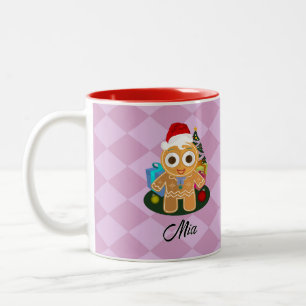 Ginger Bread Man Pink On Pink Diamond Two-Tone Coffee Mug