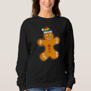 Ginger Bread Santa Hat  Rainbow Christmas Sweatshirt