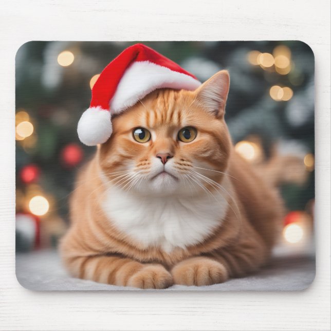 Ginger British Shorthair Christmas Mouse Pad (Front)