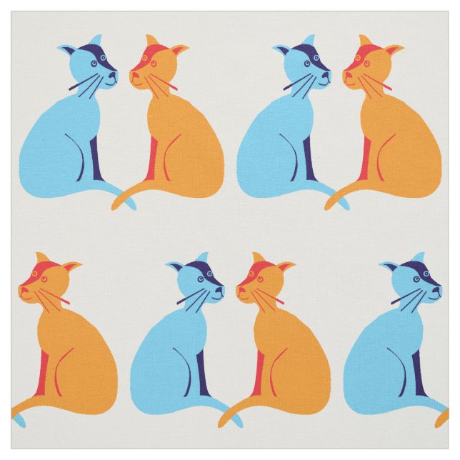 Ginger cat and blue cat fabric (Swatch)