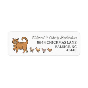 Ginger Cat and Chicks Return Address Return Address Label