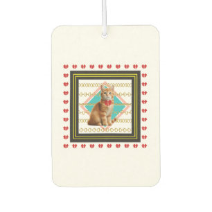 Ginger cat and Golden chain Hard plastic coaster Car Air Freshener