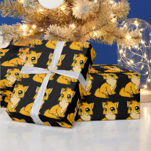 GINGER CAT ART CHRISTMAS WRAPPING PAPER