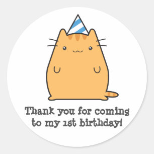 Ginger Cat Birthday Classic Round Sticker