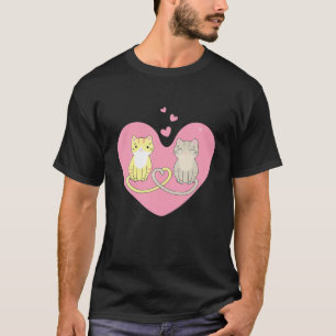 Ginger Cat Black Kitten Love Valentines Day T-Shirt