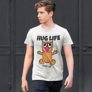 GINGER CAT CARTOON, GIBBY CAT, HUG LIFE T-SHIRTS