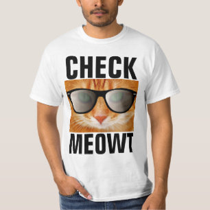 GINGER CAT CHECK MEOWT T-Shirts Tees