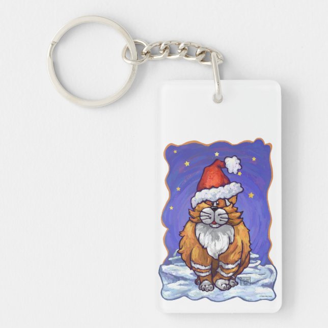 Ginger Cat Christmas Key Ring (Front)