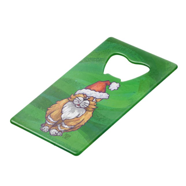 Ginger Cat Christmas On Green (Front Angled)