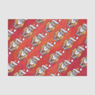 Ginger Cat Christmas On Red Tissue Paper
