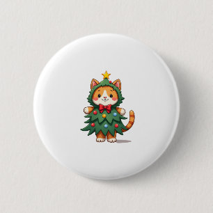 Ginger Cat Christmas Tree Cute Xmas 3 6 Cm Round Badge