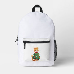 Ginger Cat Christmas Tree Cute Xmas Girls Kids Tod Printed Backpack