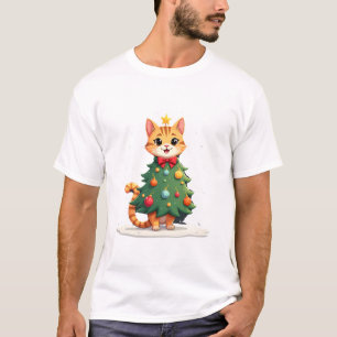 Ginger Cat Christmas Tree Cute Xmas Girls Kids Tod T-Shirt