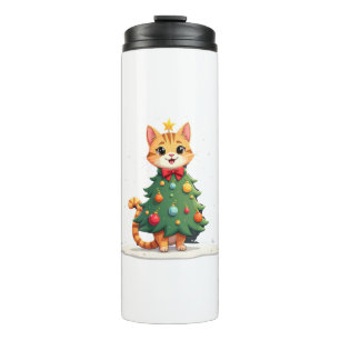Ginger Cat Christmas Tree Cute Xmas Girls Kids Tod Thermal Tumbler