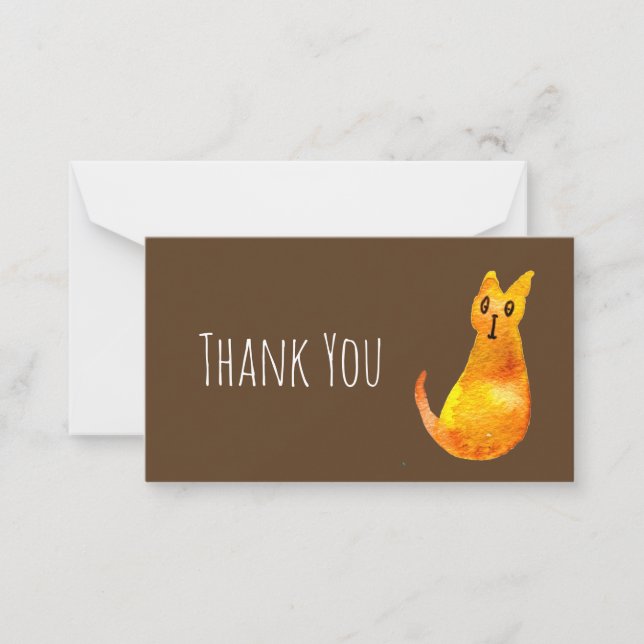 Ginger cat cute watercolor illustration art card (Front)