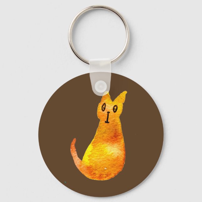 Ginger cat cute watercolor illustration art key ring (Front)