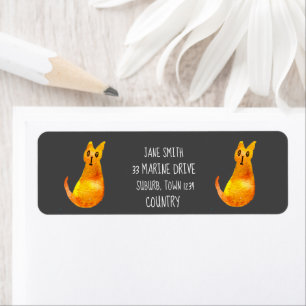 Ginger cat cute watercolor illustration art return address label