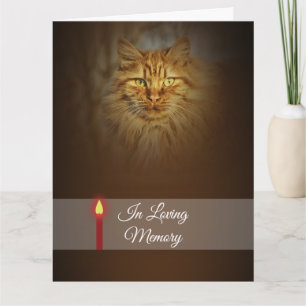 Ginger cat face photo red candle    Personalise Card