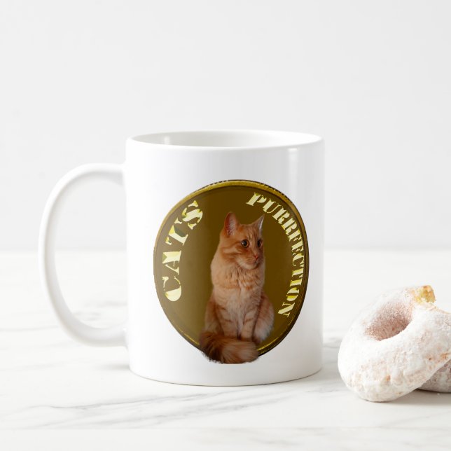 Ginger Cat Gold Coin, Coffee Mug (With Donut)