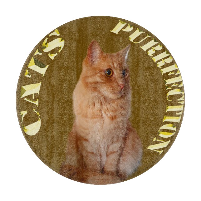 Ginger Cat Gold Coin, Round Chopping Board (Front)