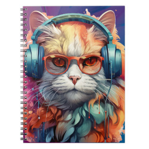 Ginger cat headphones notebook