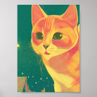 Ginger cat illustration perspective art kitty