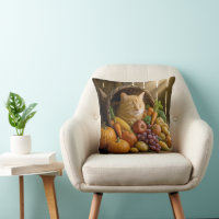 Ginger Cat In a Thanksgiving Cornucopia