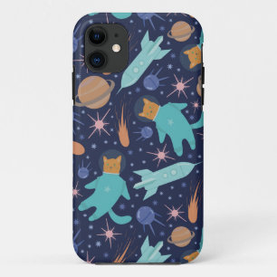 Ginger cat in space galaxy adventure  iPhone 11 case