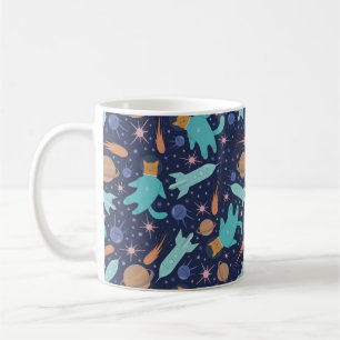 Ginger cat in space galaxy adventure coffee mug