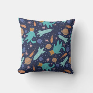 Ginger cat in space galaxy adventure cushion