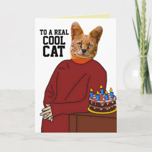 GINGER CAT IN SWEATER BIRTHDAY CARD