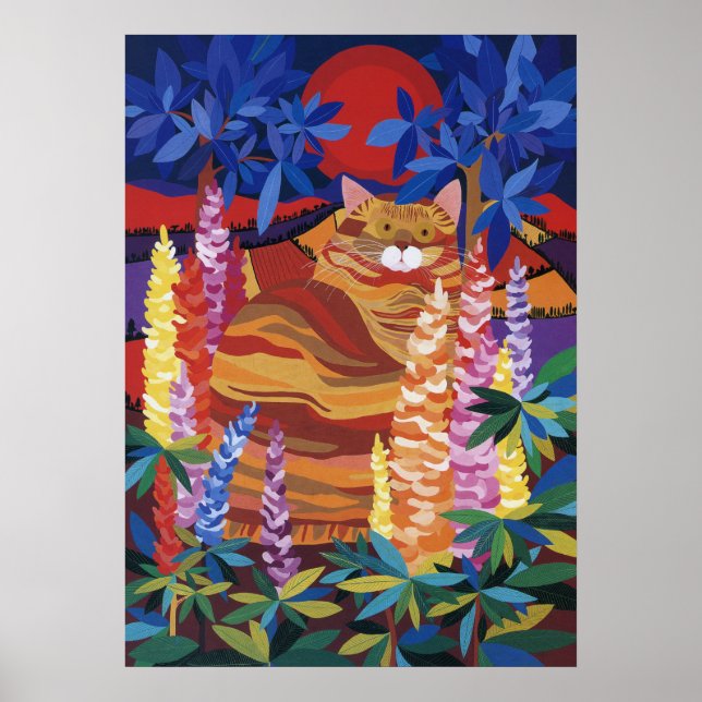 Ginger Cat in the Garden Poster (Front)
