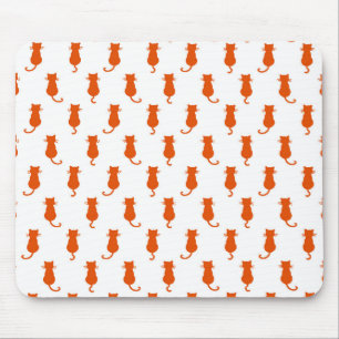 Ginger Cat Isolated on White Polka Dot Pattern Mouse Pad
