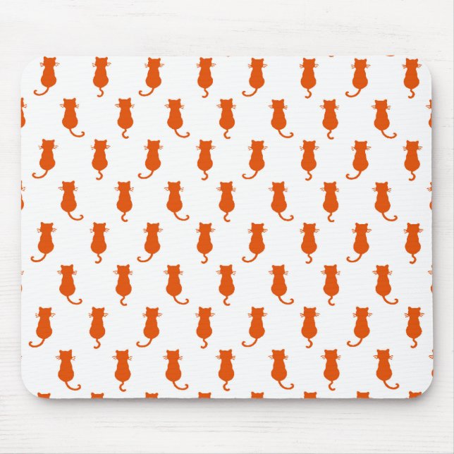 Ginger Cat Isolated on White Polka Dot Pattern Mouse Pad (Front)