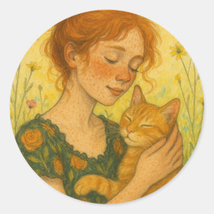 Ginger Cat Mum Orange Tabby Cats                   Classic Round Sticker