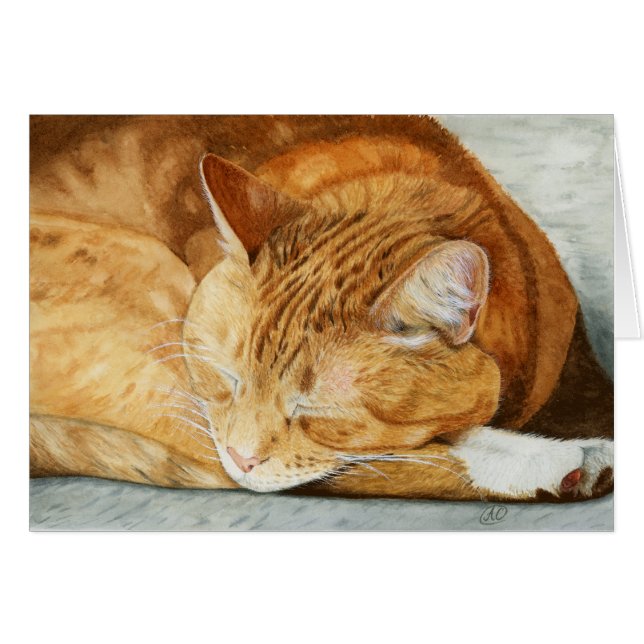 Ginger Cat - Pet Lover Greeting Card (Front Horizontal)