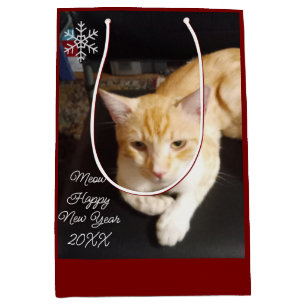 Ginger Cat Photo Text Customise Medium Gift Bag