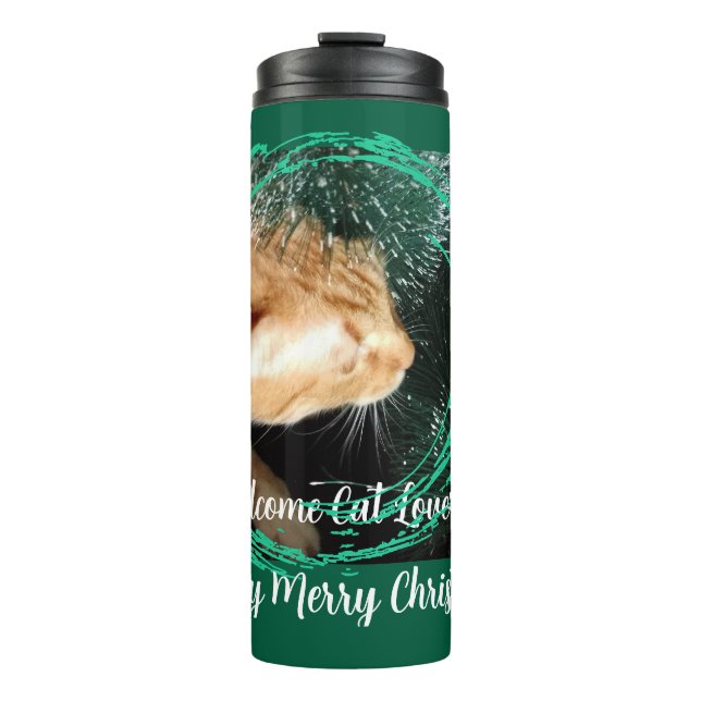 Ginger Cat Photo, Text, Customise Thermal Tumbler (Front)