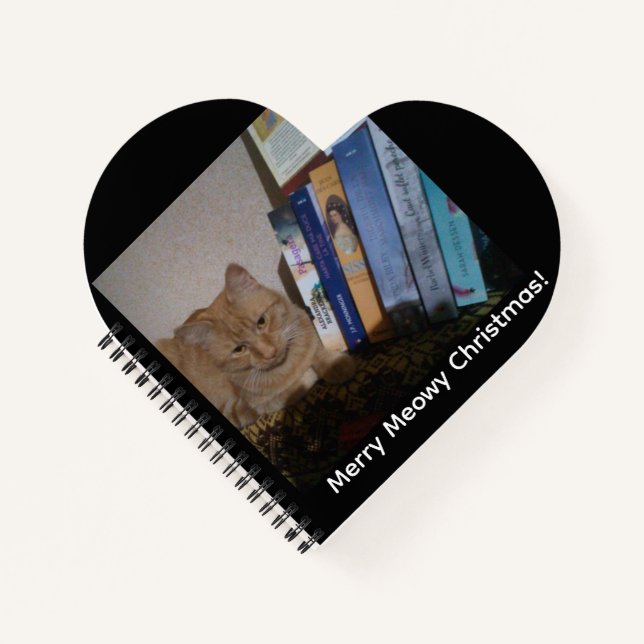 Ginger cat, Photo Text Customize heartshape Notebook (Front)