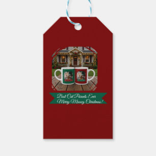 Ginger cat, Photo Text Customize ,Meowy Christmas, Gift Tags
