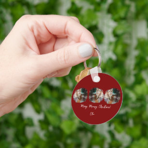 Ginger cat, Photo Text Customize ,Meowy Christmas, Key Ring