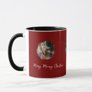 Ginger cat, Photo Text Customize ,Meowy Christmas, Mug