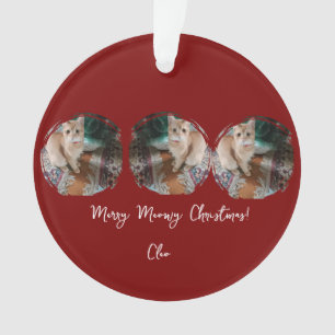 Ginger cat, Photo Text Customize ,Meowy Christmas, Ornament