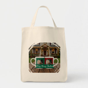Ginger cat, Photo Text Customize ,Meowy Christmas, Tote Bag