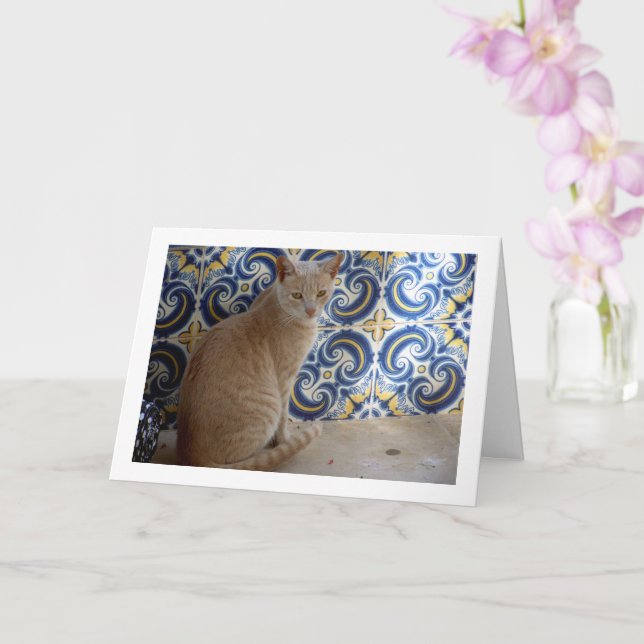 Ginger Cat Portrait Card (Orchid)